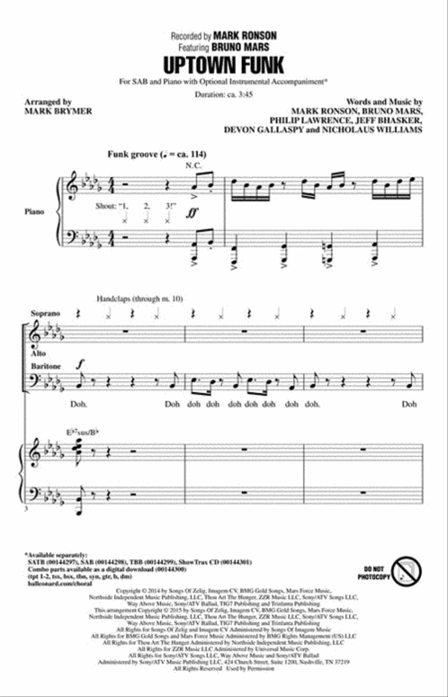 Uptown Funk! 3-Part scores gallery preview page 2