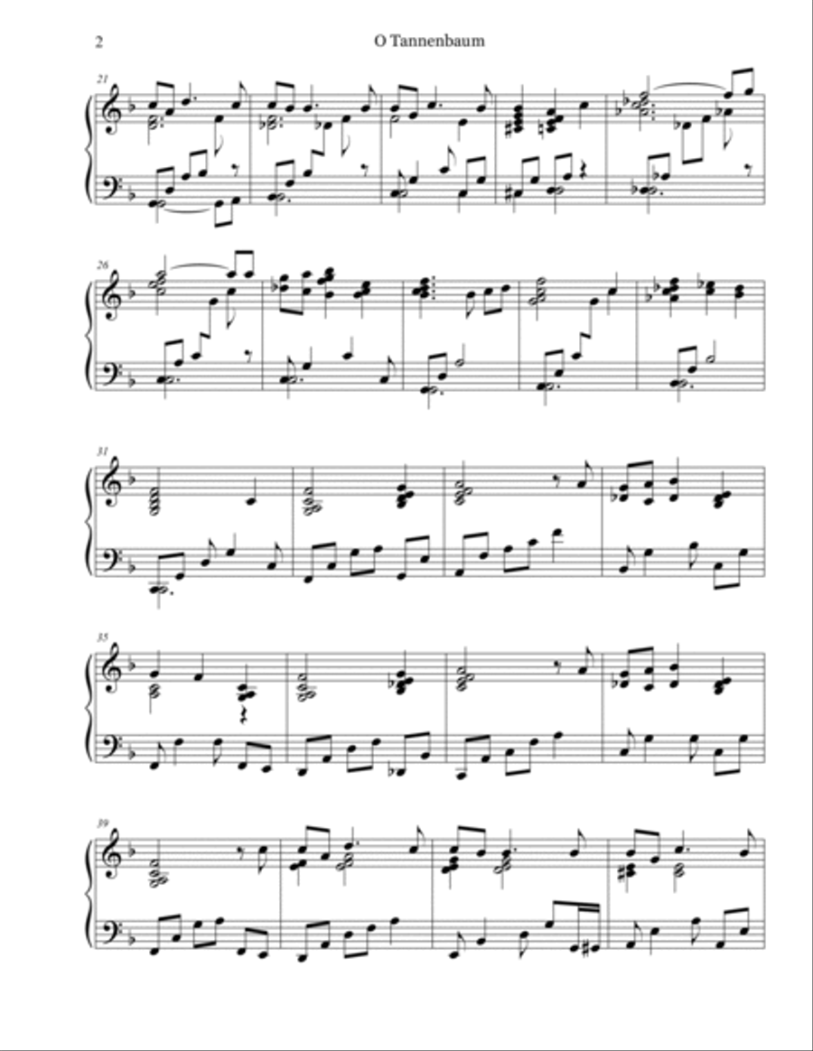 O Tannenbaum (O Christmas Tree) - advanced intermediate piano solo Piano Solo scores gallery preview page 2