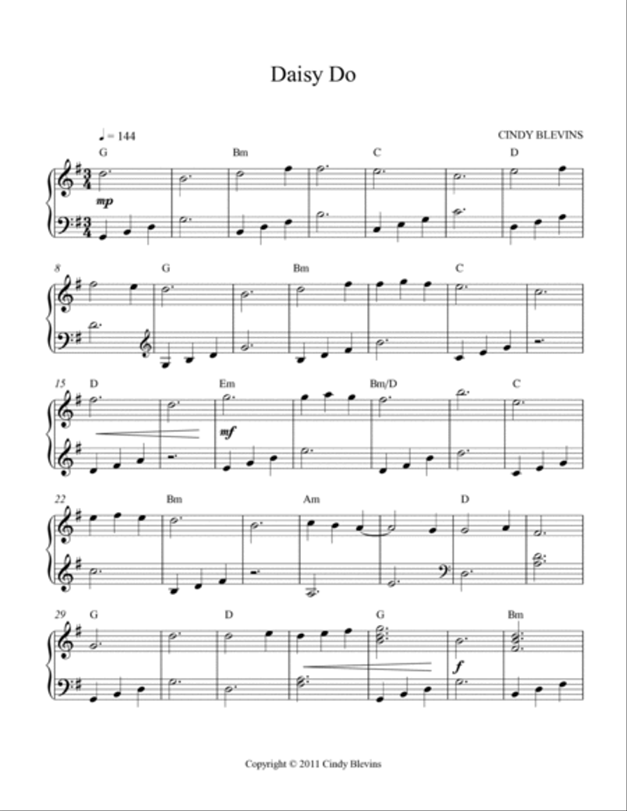 Daisy Do, original solo for Lever or Pedal Harp Pedal Harp scores gallery preview page 2