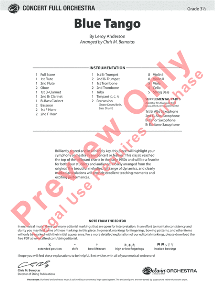 Blue Tango Full Orchestra scores gallery preview page 2