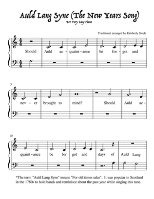 Auld Lang Syne (The New Years Song) For Very Easy Piano