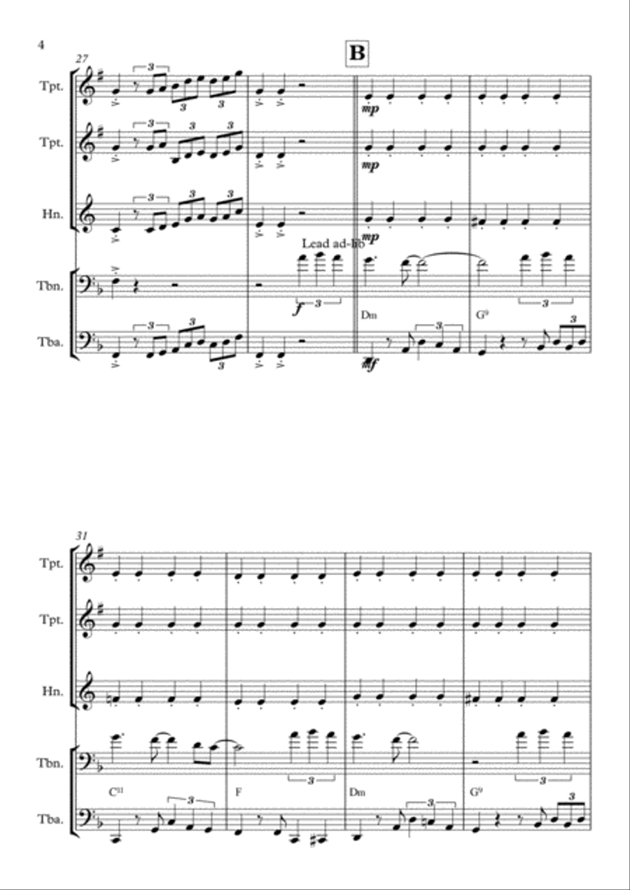 Isn't She Lovely Brass Ensemble scores gallery preview page 4