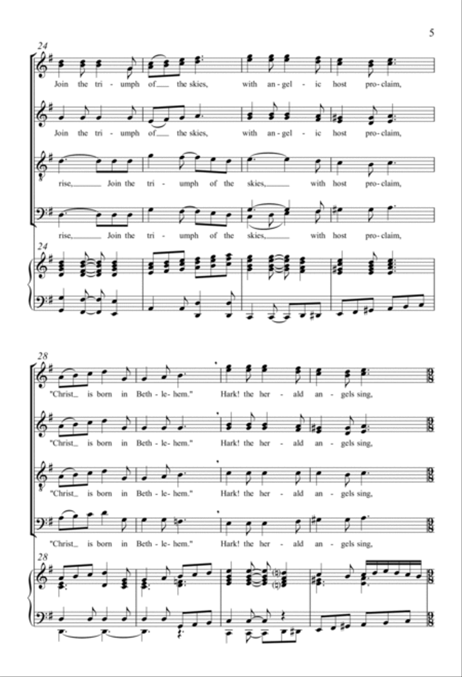 Hark! The Herald Angels Sing 4-Part scores gallery preview page 4