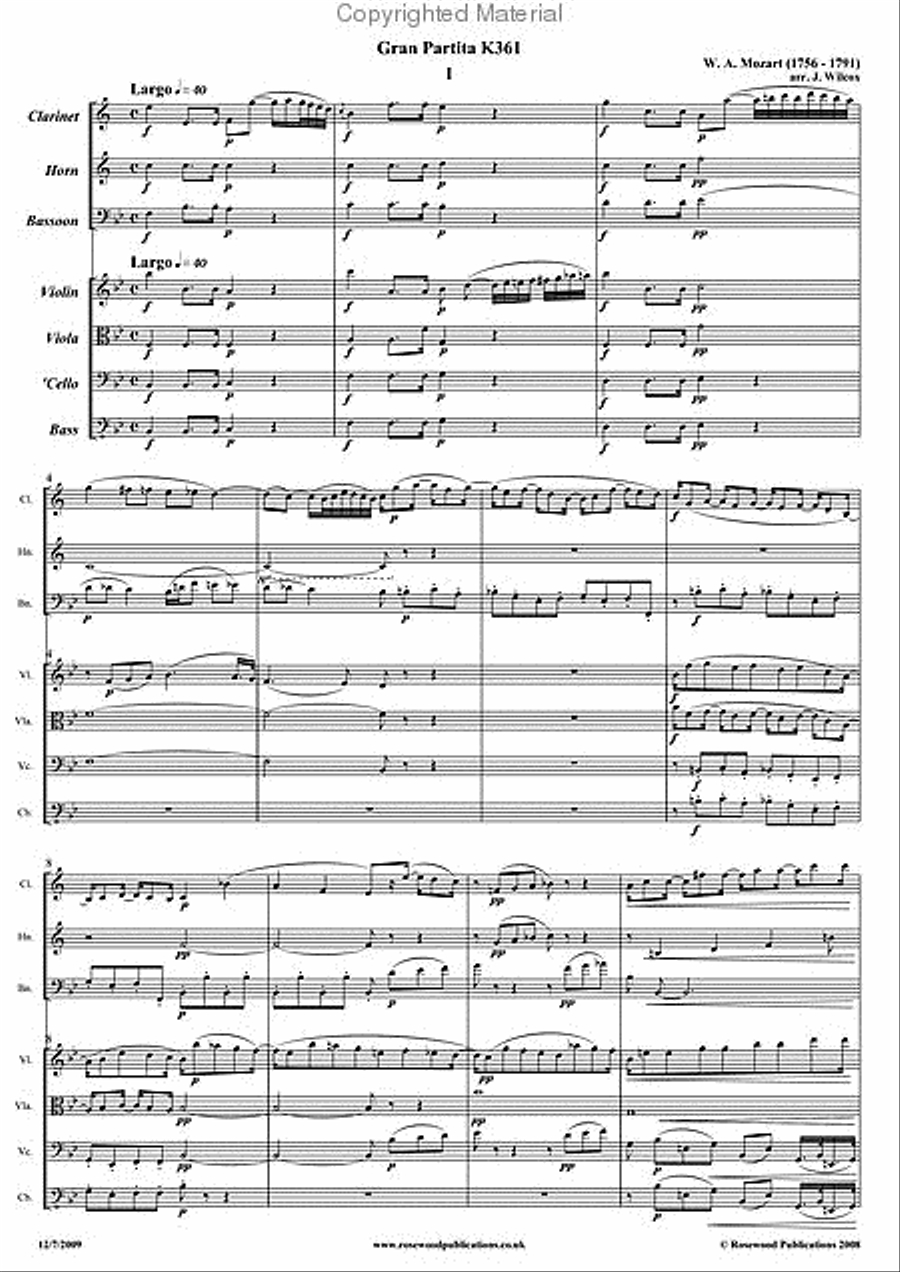 Septet - 4 Movements from the Gran Partita K.361 Clarinet scores gallery preview page 2