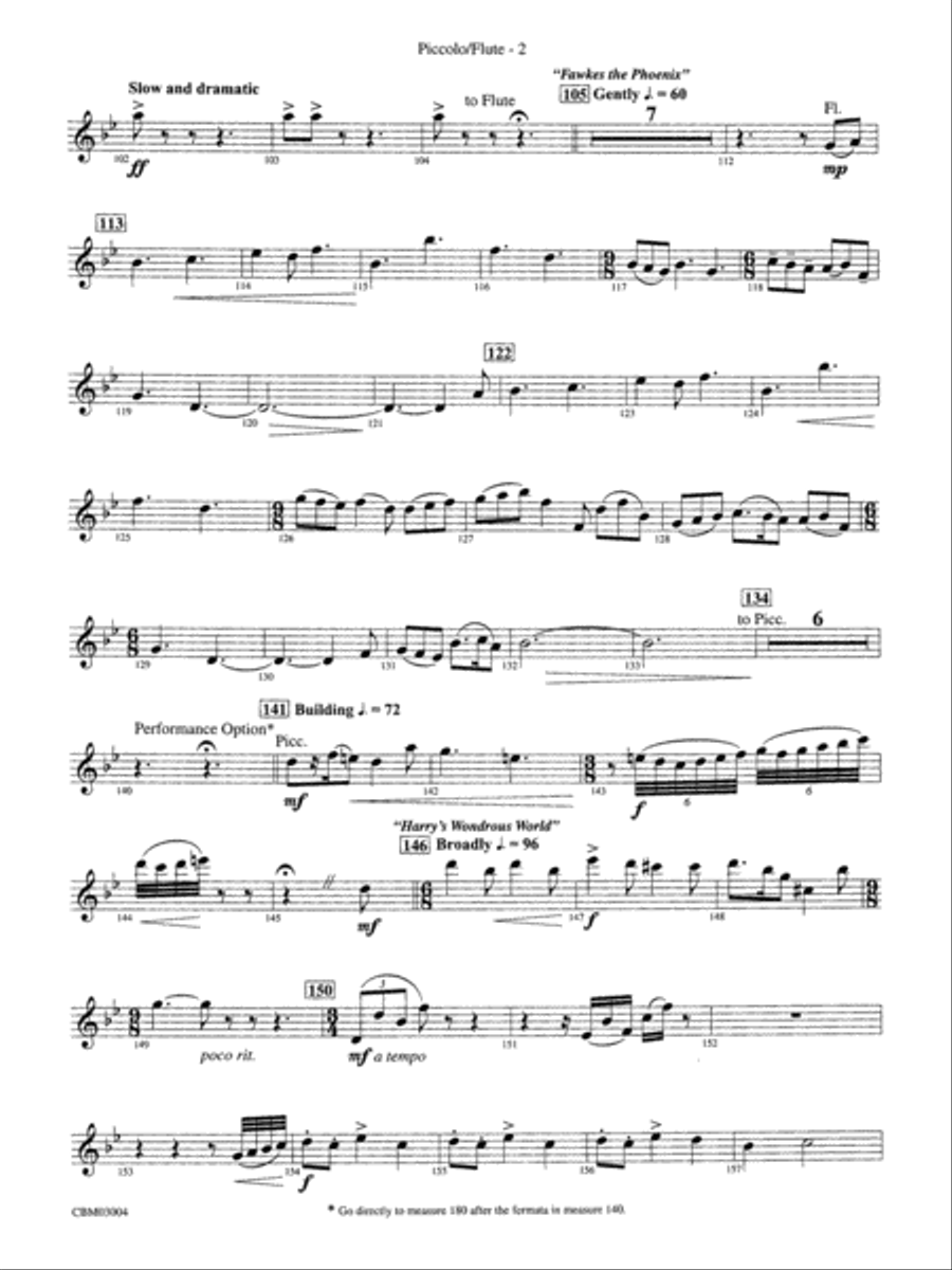 Harry Potter and the Chamber of Secrets, Symphonic Suite from: Piccolo Concert Band scores gallery preview page 2