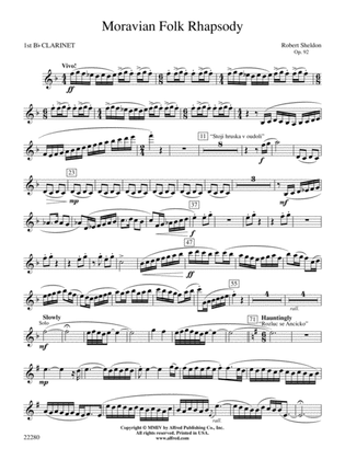 Book cover for Moravian Folk Rhapsody: 1st B-flat Clarinet