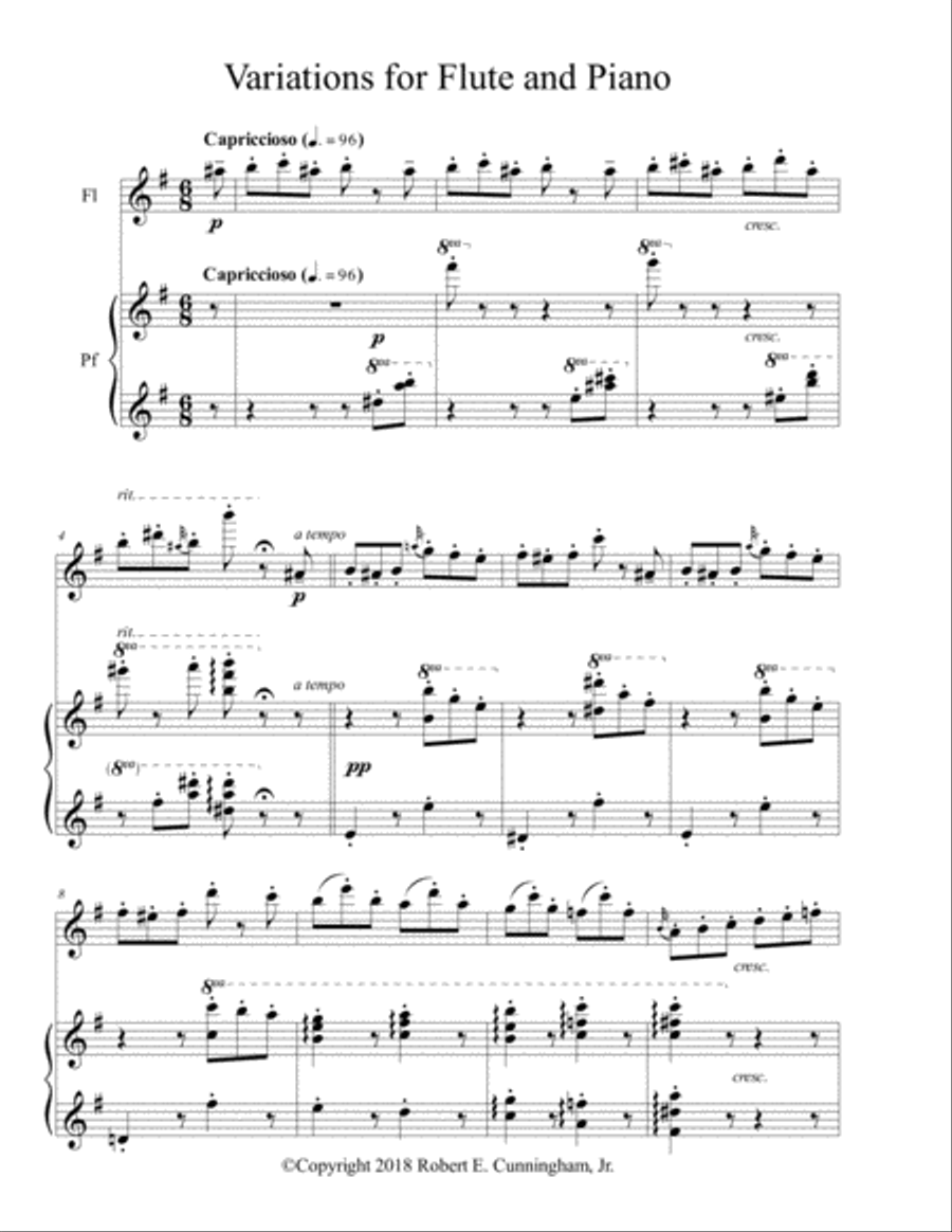Variations for Flute and Piano Flute Solo scores gallery preview page 2