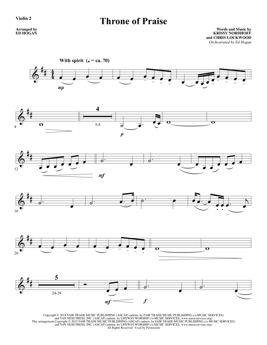 Throne of Praise - Violin 2 Choir scores gallery preview page 1