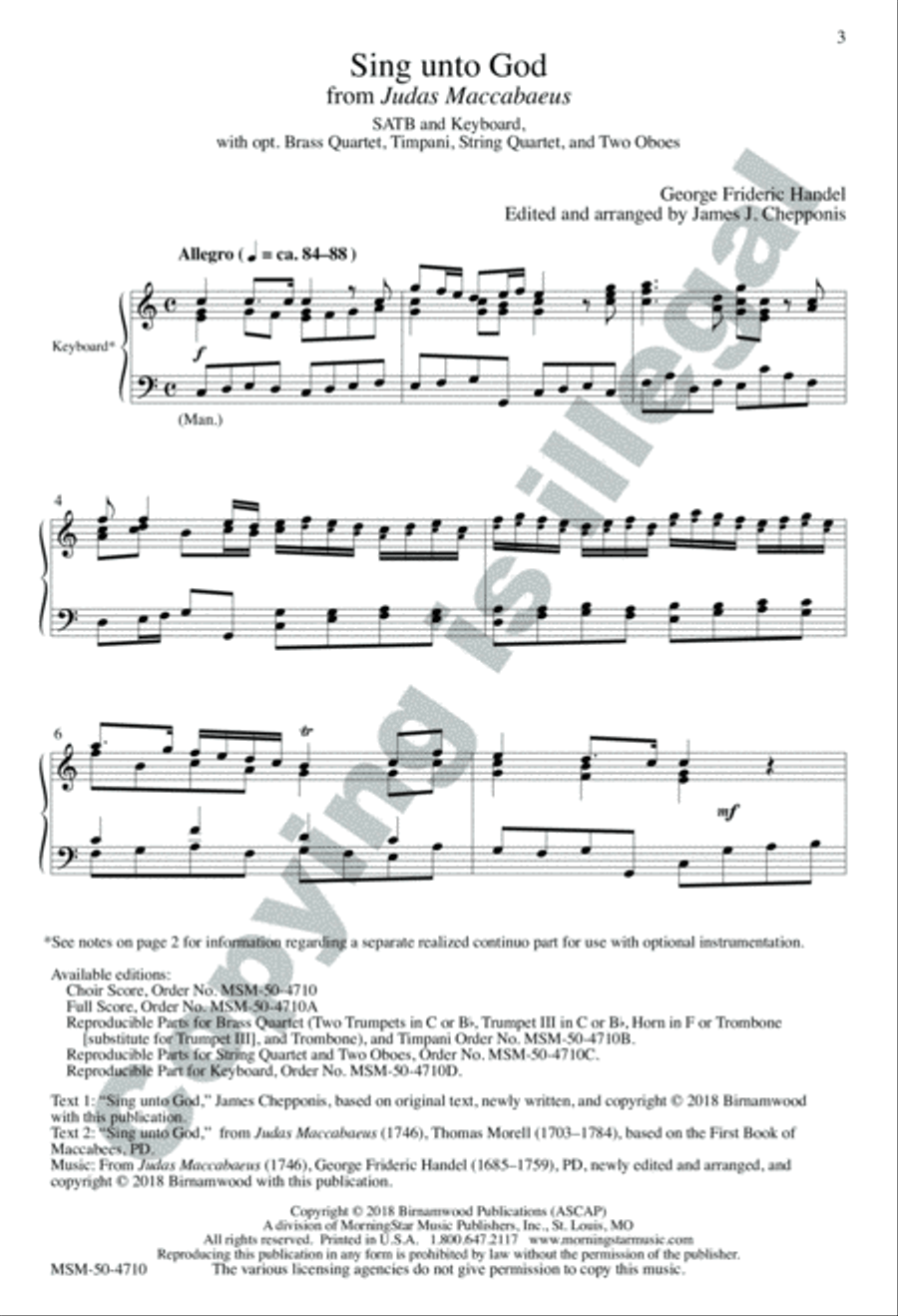 Sing unto God from Judas Maccabaeus 4-Part scores gallery preview page 3