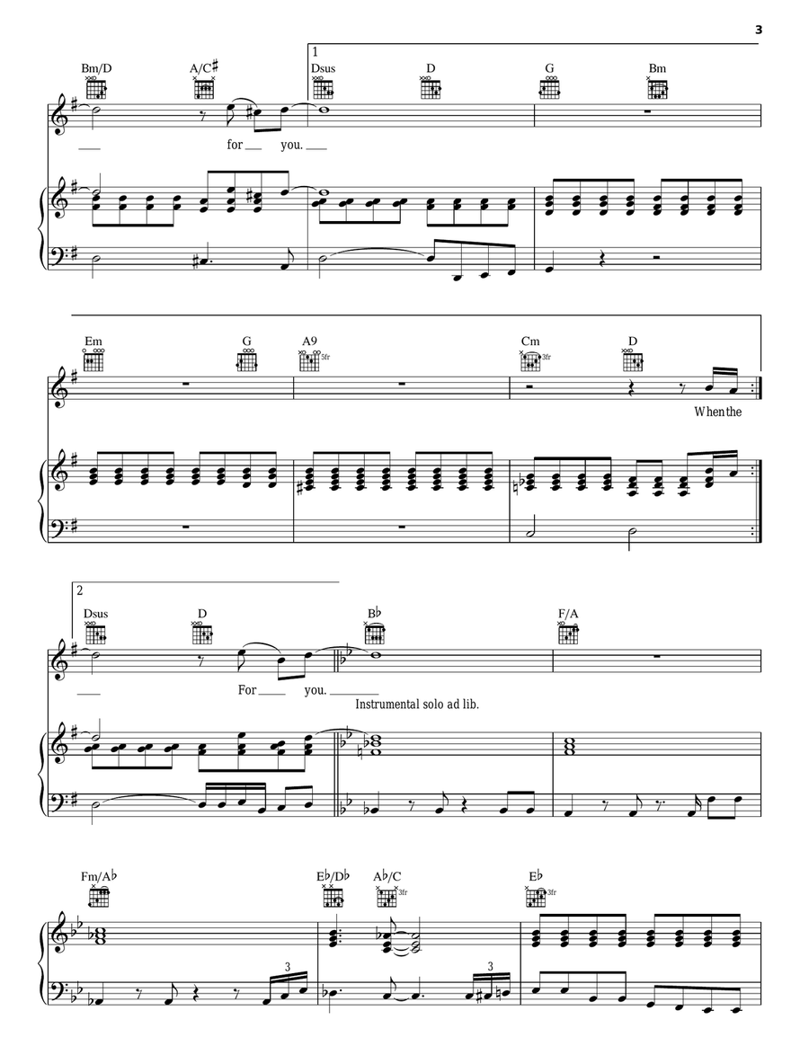 For You For You Piano, Vocal, Guitar scores gallery preview page 3