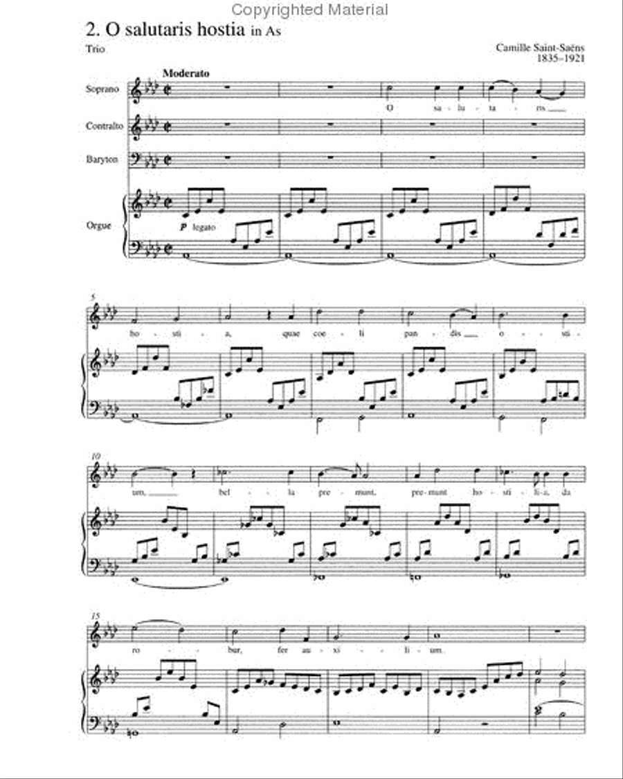Saint-Saens: O salutaris hostia (2 Satze) Score scores gallery preview page 2