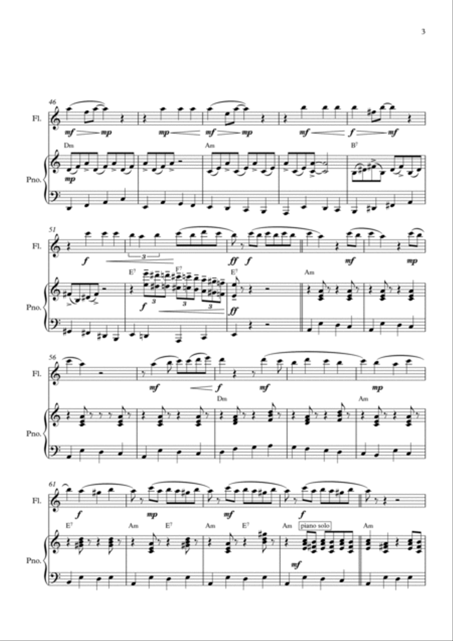 Tu Vuo Fa L'americano Flute Solo scores gallery preview page 3
