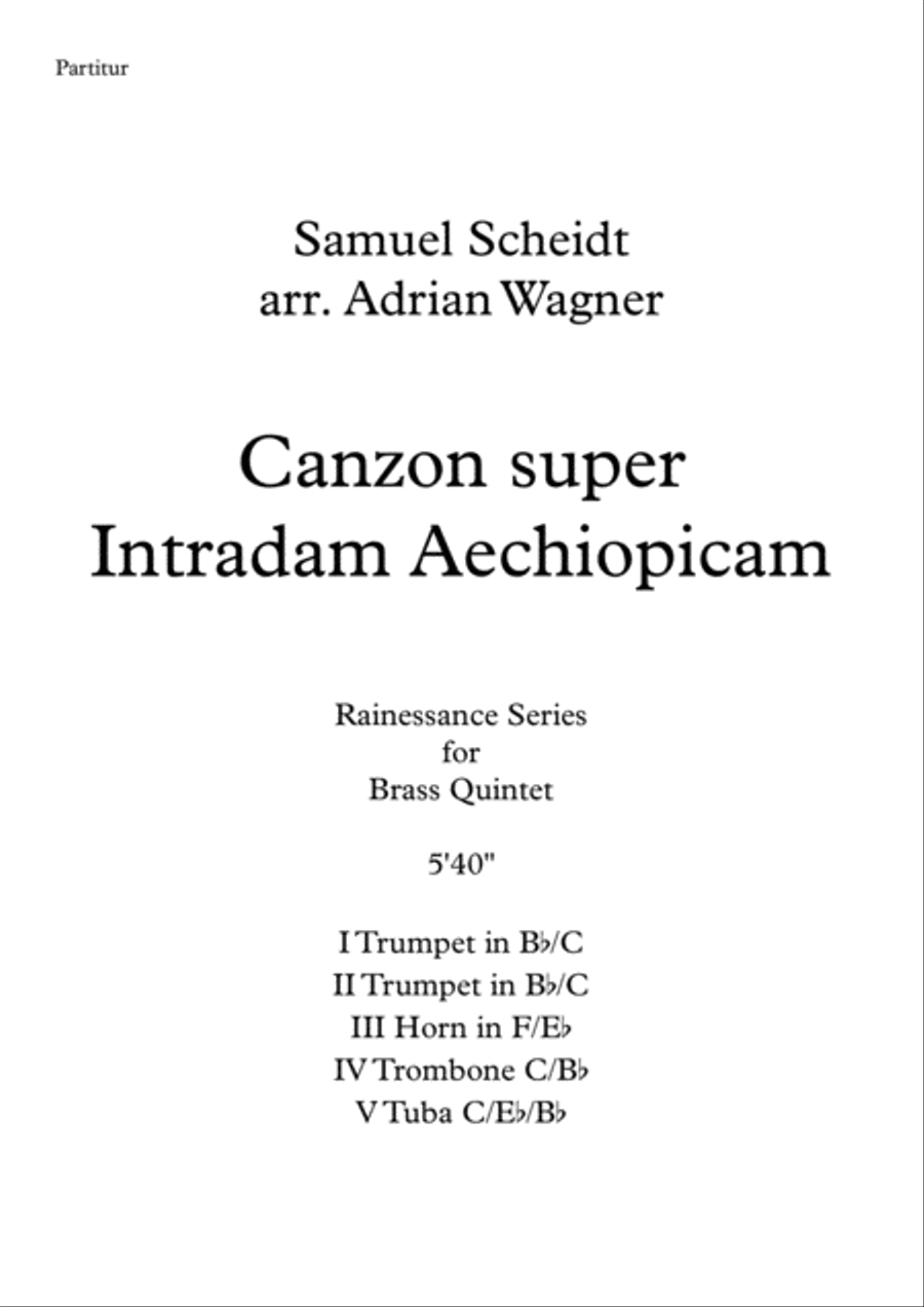 Canzon super Intradam Aechiopicam (Samuel Scheidt) Brass Quintet arr. Adrian Wagner image number null