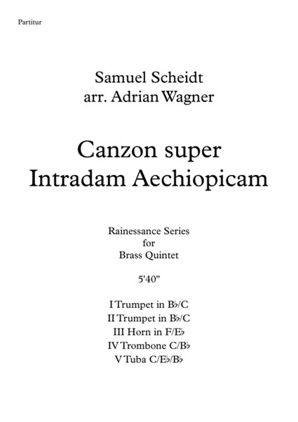 Canzon super Intradam Aechiopicam (Samuel Scheidt) Brass Quintet arr. Adrian Wagner image number null