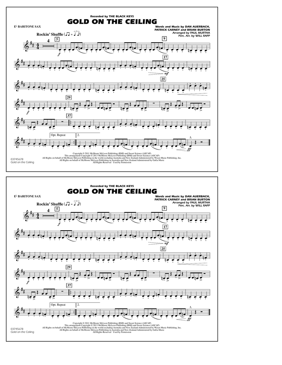 Gold On The Ceiling - Eb Baritone Sax Marching Band scores gallery preview page 1