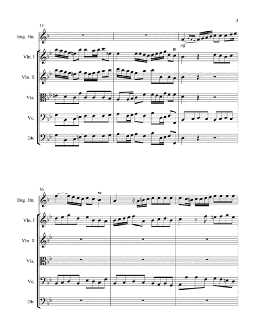Concerto for English horn in Bb Major, Op. 7 No. 3 and String Orchestra String Orchestra scores gallery preview page 5