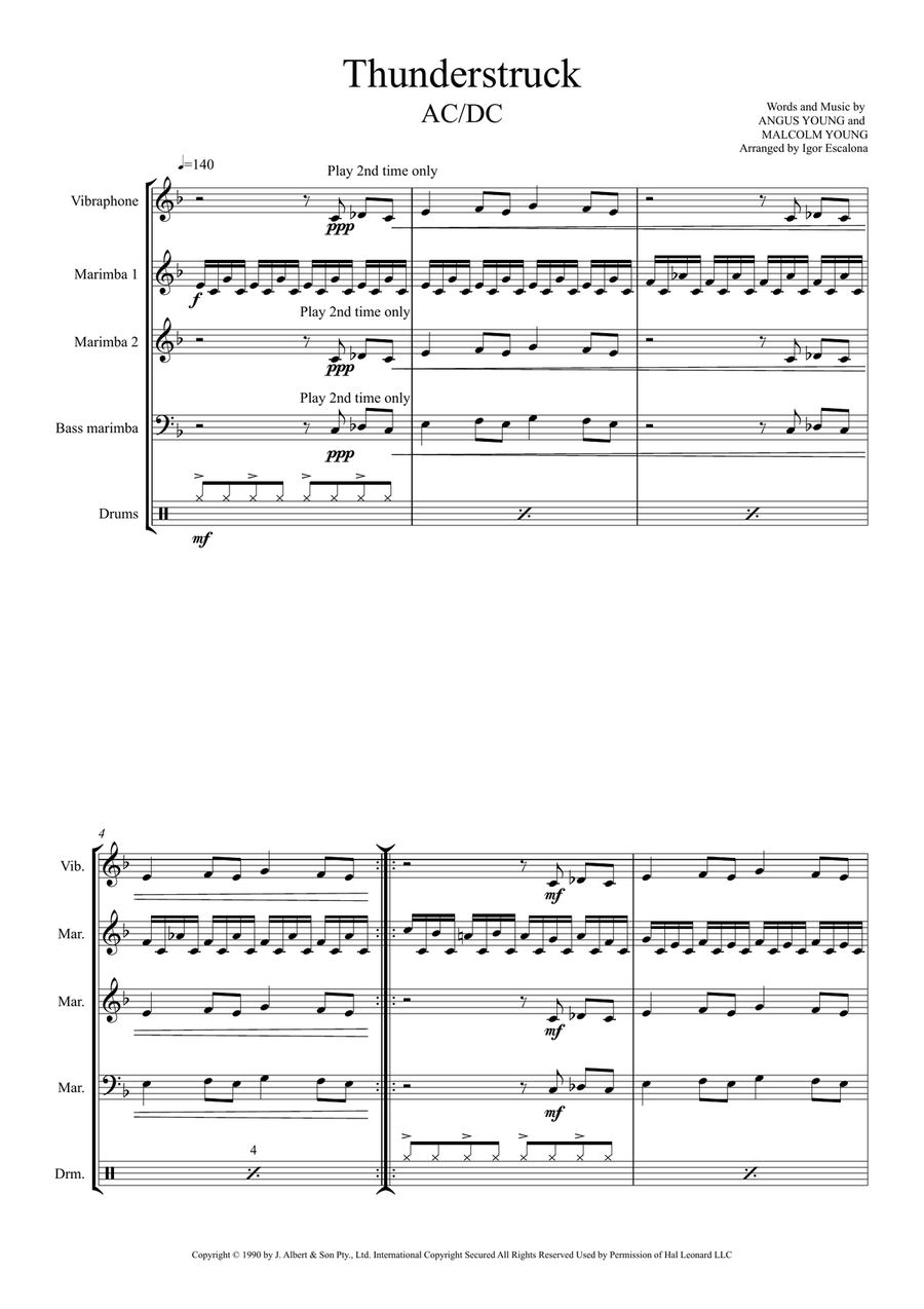 Thunderstruck Percussion Ensemble scores gallery preview page 3