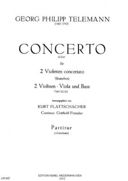 Concerto G-dur : fur 2 Violetten concertato (Bratschen), 2 Violinen, Viola und Bass, TWV 52:G3