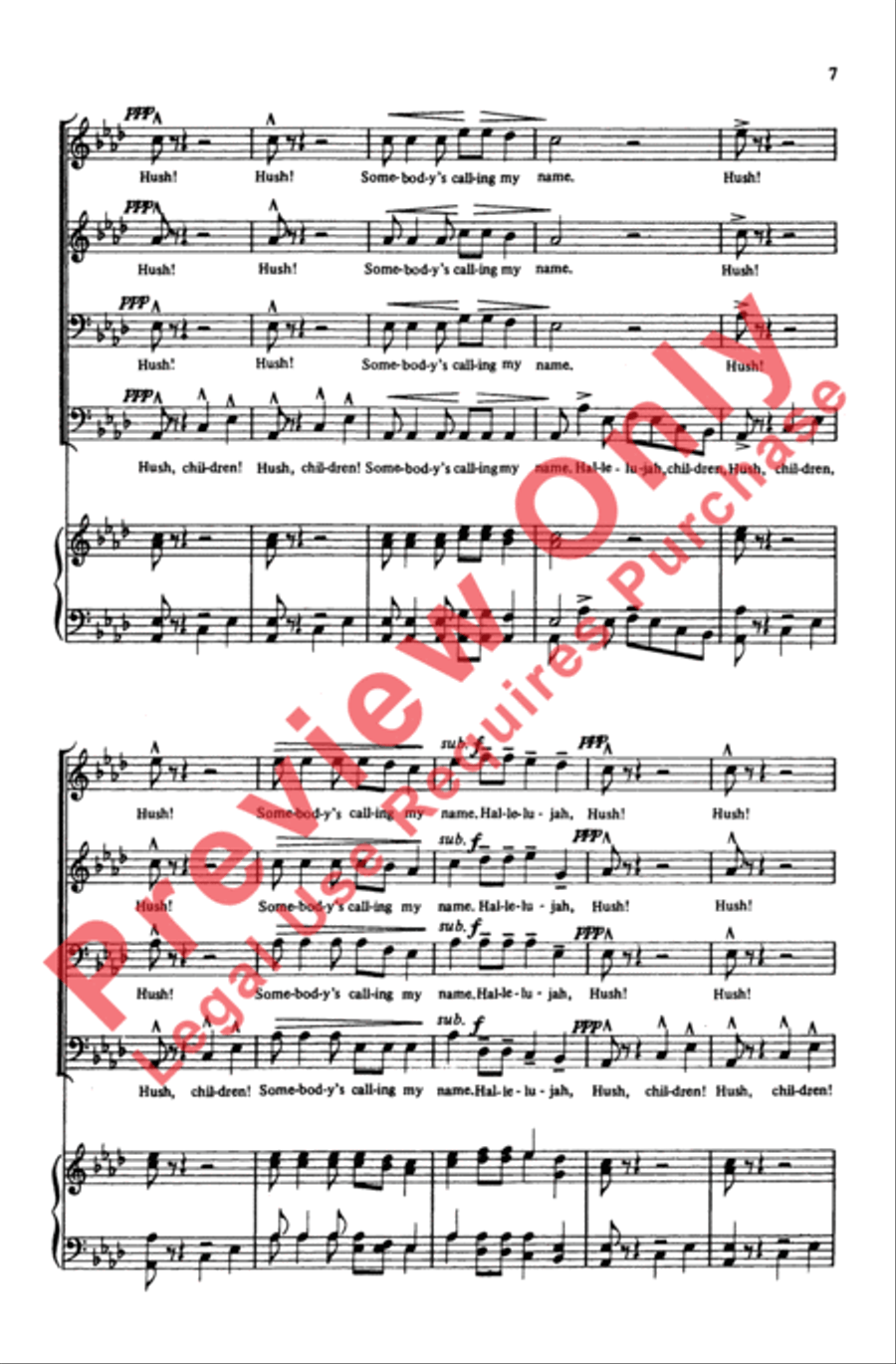 Somebody's Calling My Name Men's Choir scores gallery preview page 6