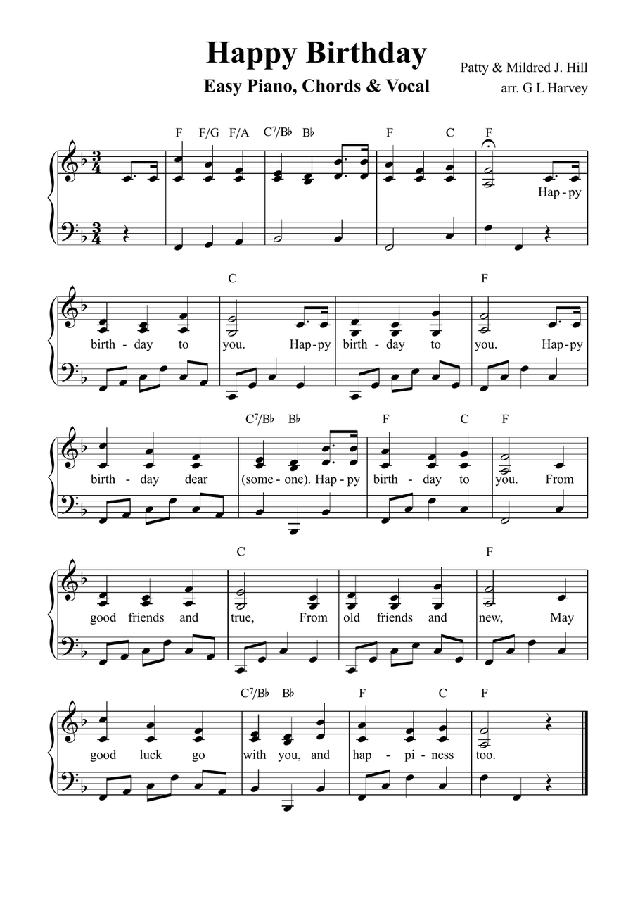 Happy Birthday (Easy Piano, Chords & Vocal) Piano, Vocal scores gallery preview page 2