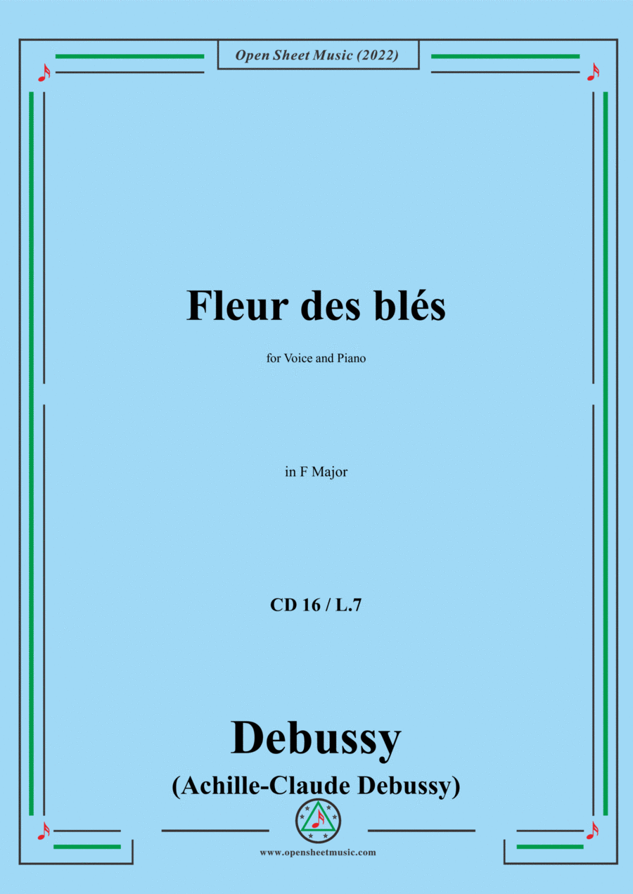 Debussy-Fleur des bles,CD 16;L.7,for Voice and Piano Voice Solo scores gallery preview page 1