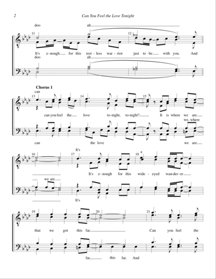 Can You Feel the Love Tonight (from The Lion King) (arr. June Dale) TTBB scores gallery preview page 2
