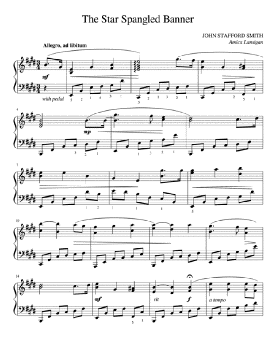 The Star Spangled Banner Piano Solo scores gallery preview page 1