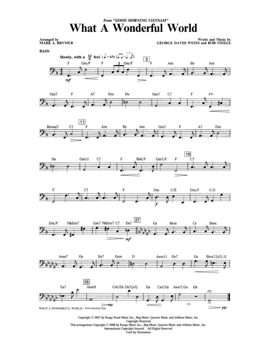 What A Wonderful World - Bass Choir scores gallery preview page 1