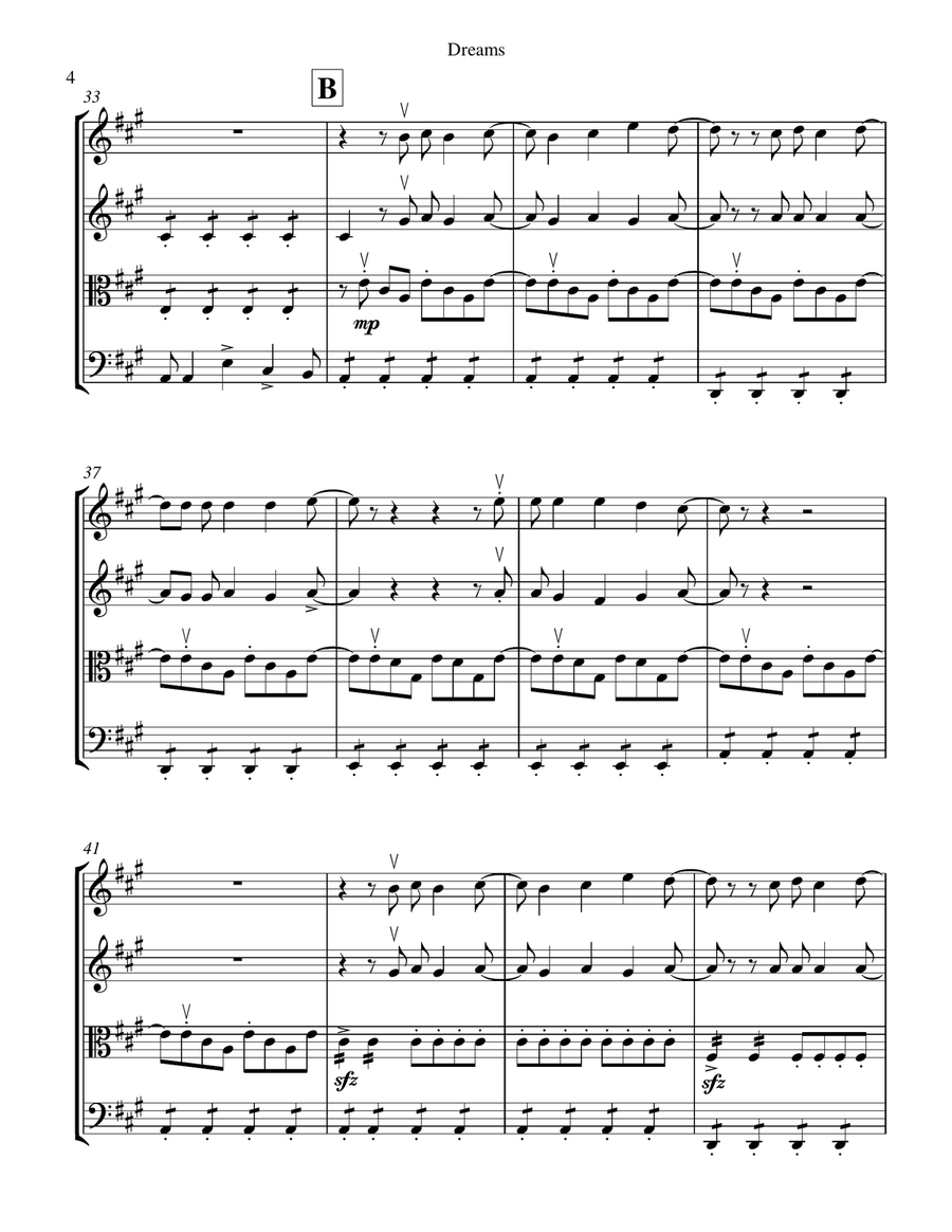 Dreams String Quartet scores gallery preview page 5