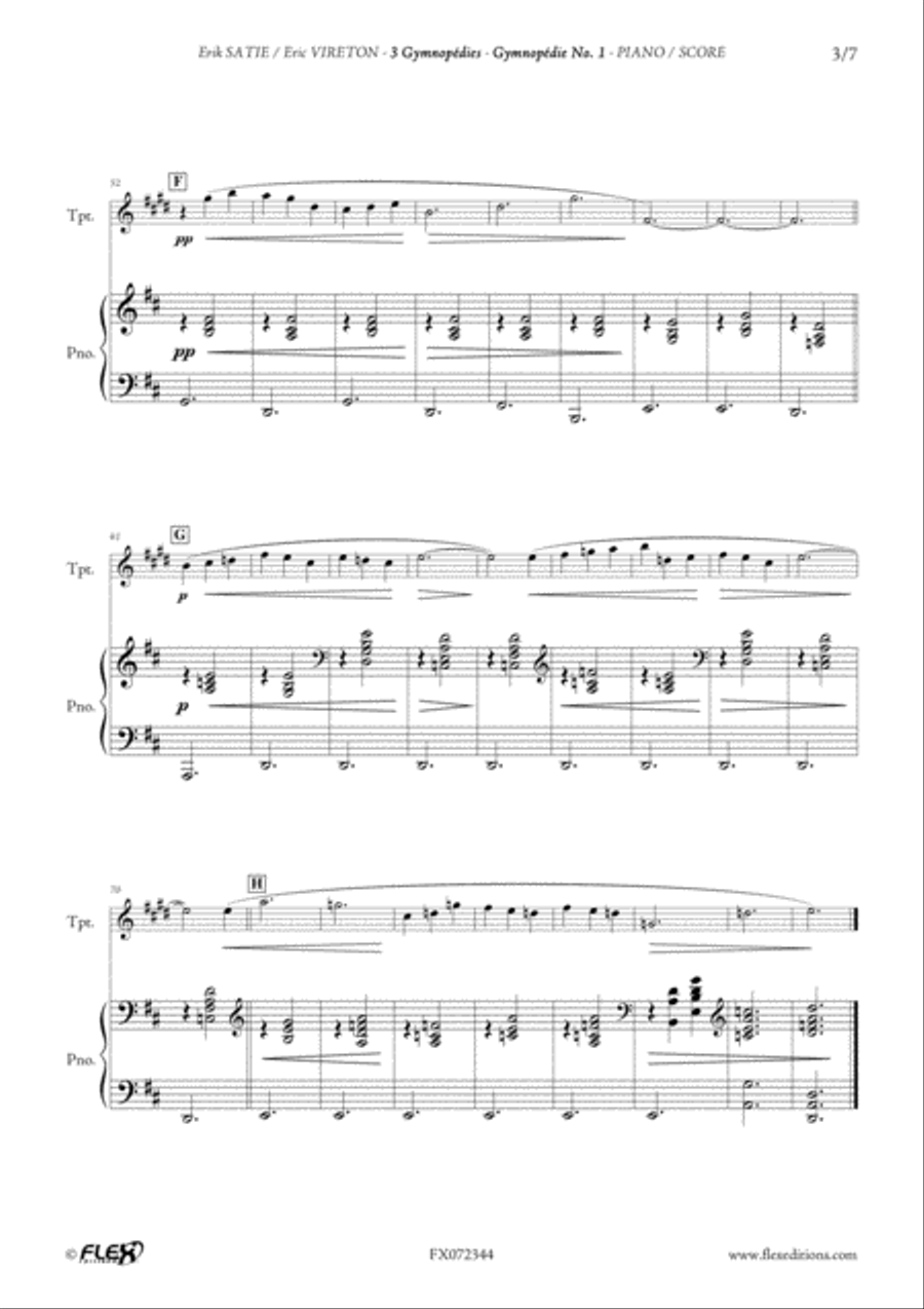 3 Gymnopedies B-Flat Trumpet scores gallery preview page 4