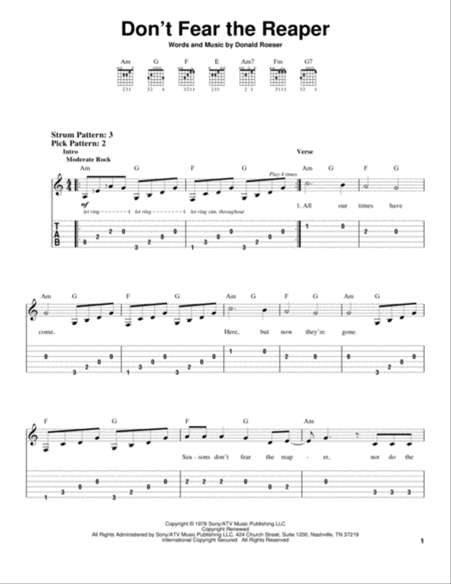 Don't Fear The Reaper Acoustic Guitar scores gallery preview page 1