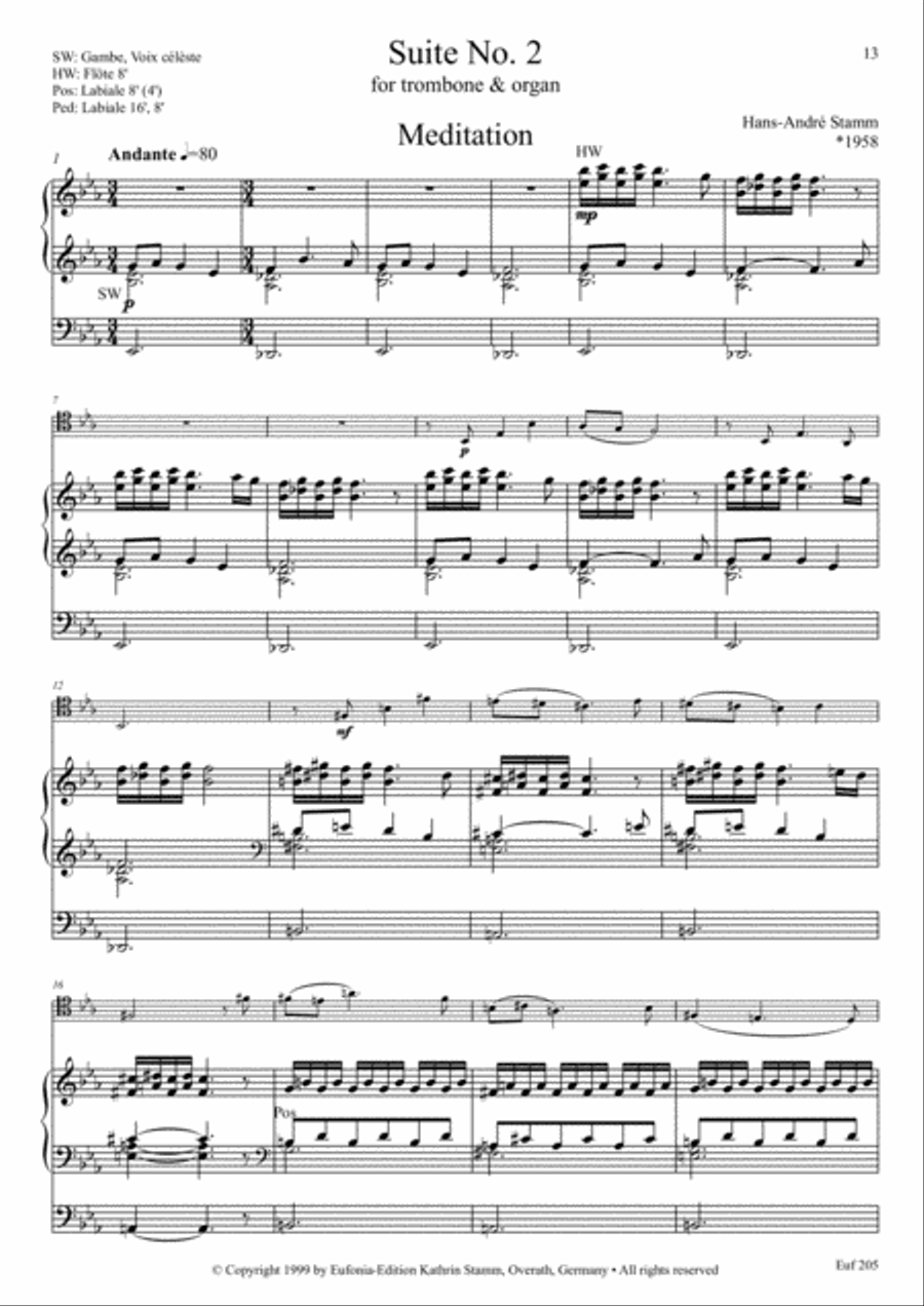 Two Suites for Trombone & Organ Trombone Duet scores gallery preview page 4