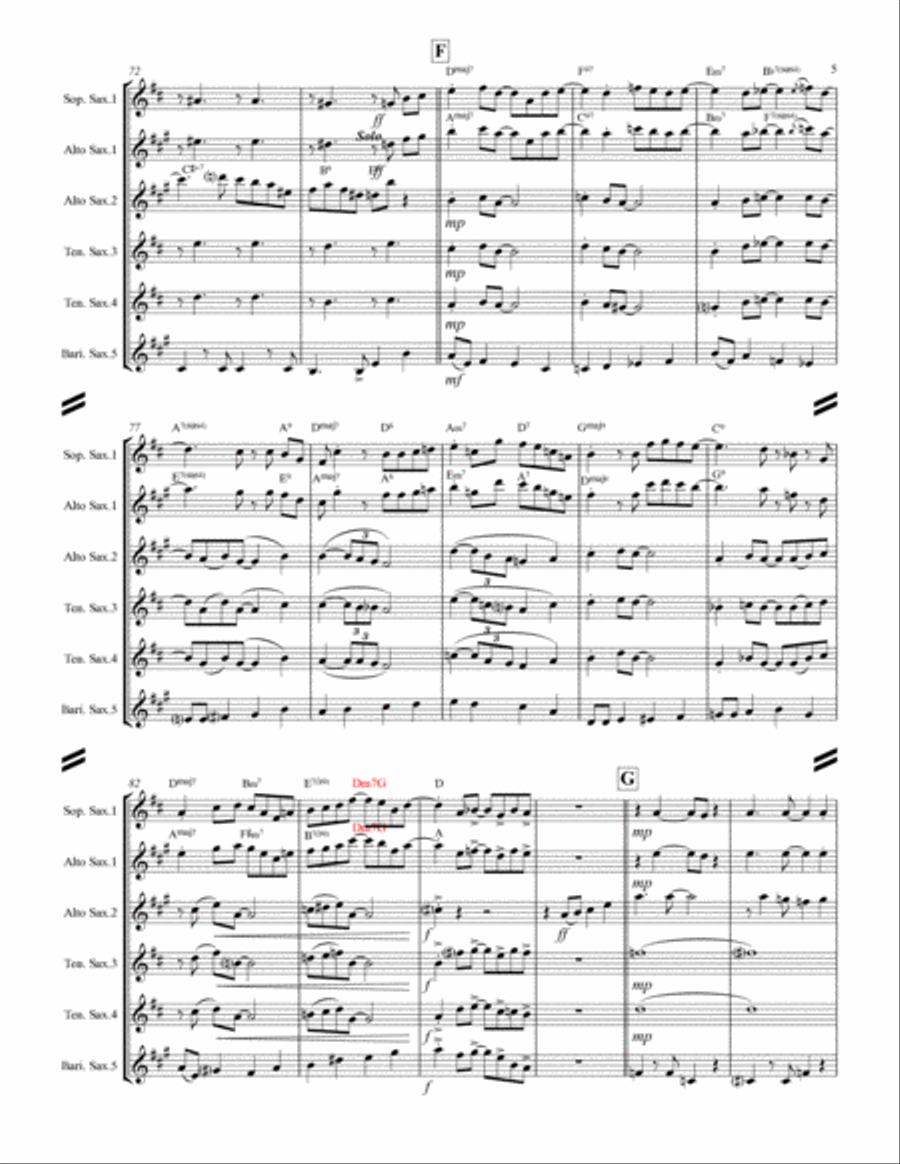 Come Fly With Me Come Fly With Me Saxophone Quintet scores gallery preview page 6