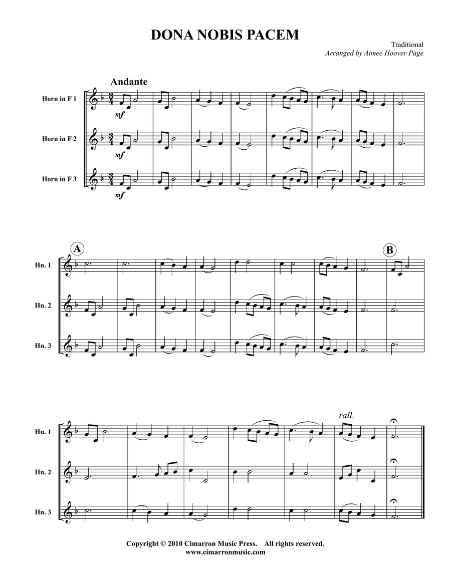 Dona nobis pacem by Traditional Woodwind Trio - Digital Sheet Music