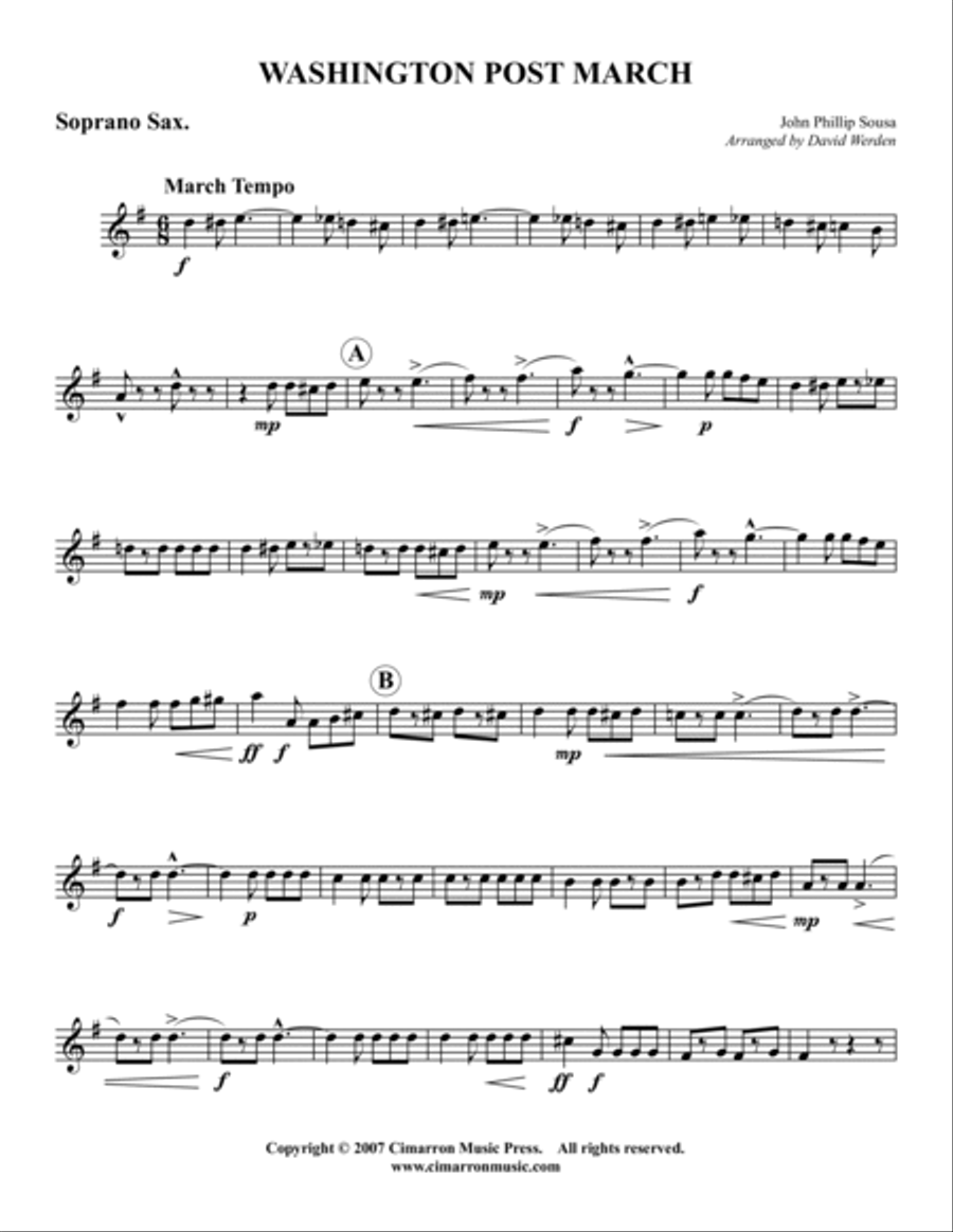 Washington Post March Saxophone Quartet scores gallery preview page 4