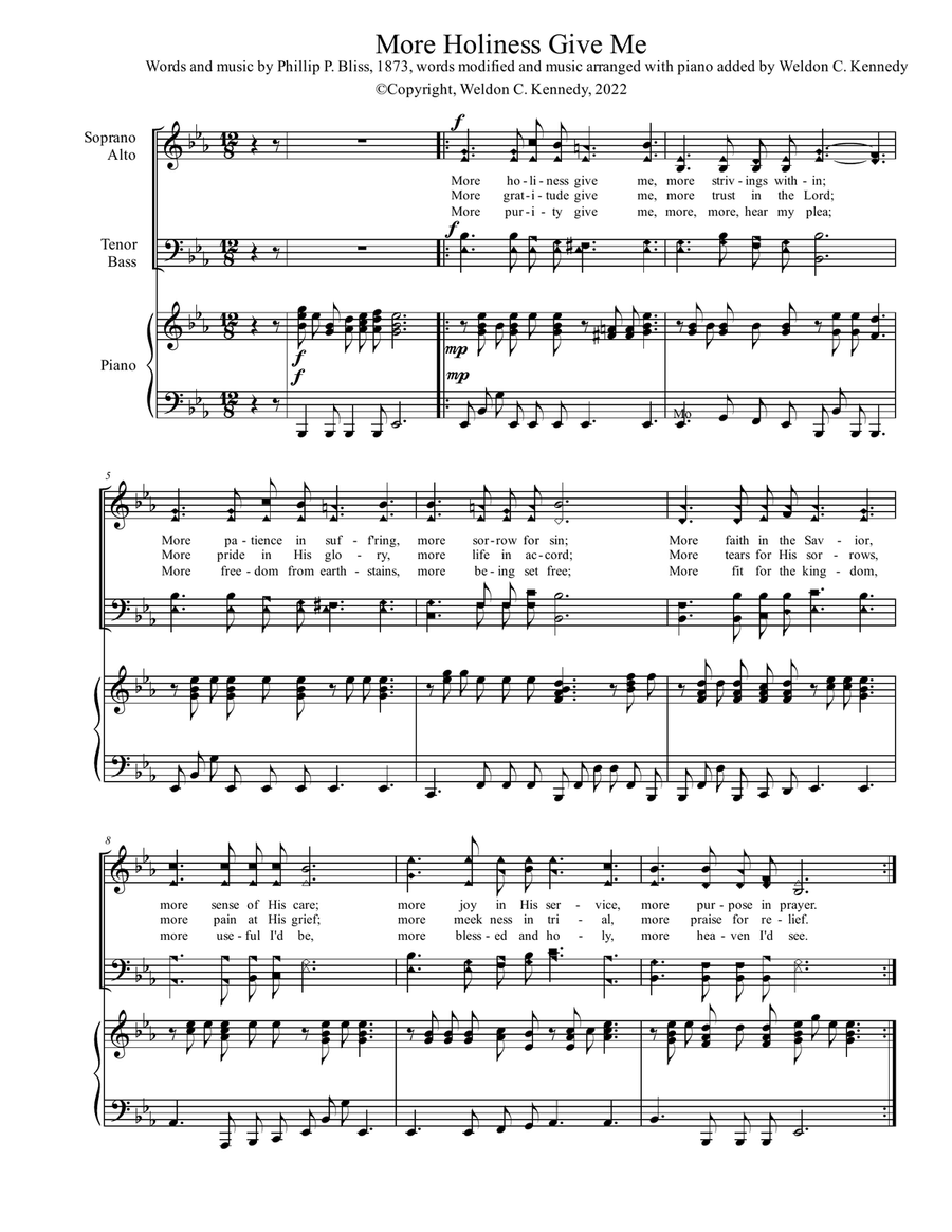 More Holiness Give Me Piano Solo scores gallery preview page 1