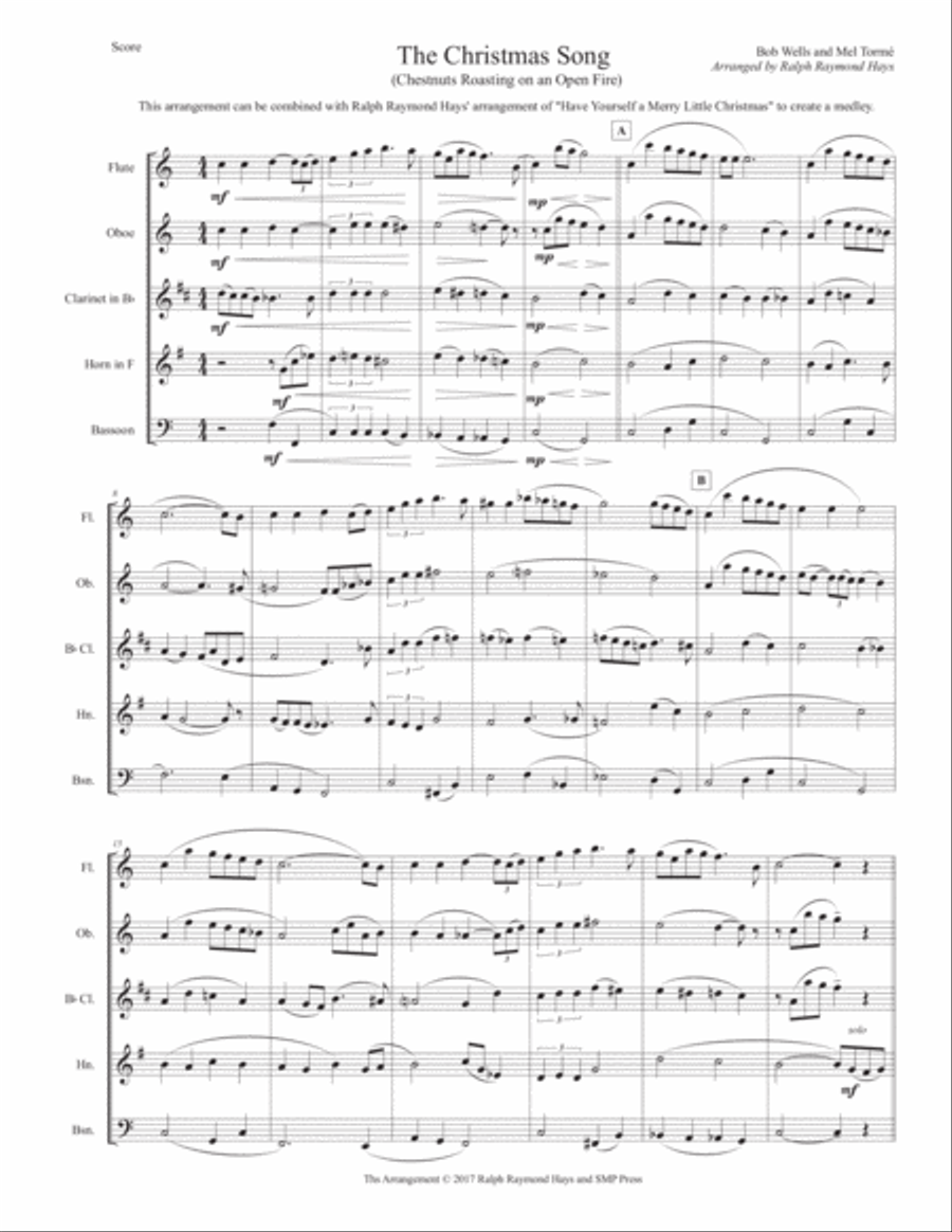 The Christmas Song (Chestnuts Roasting On An Open Fire) Woodwind Quintet scores gallery preview page 2