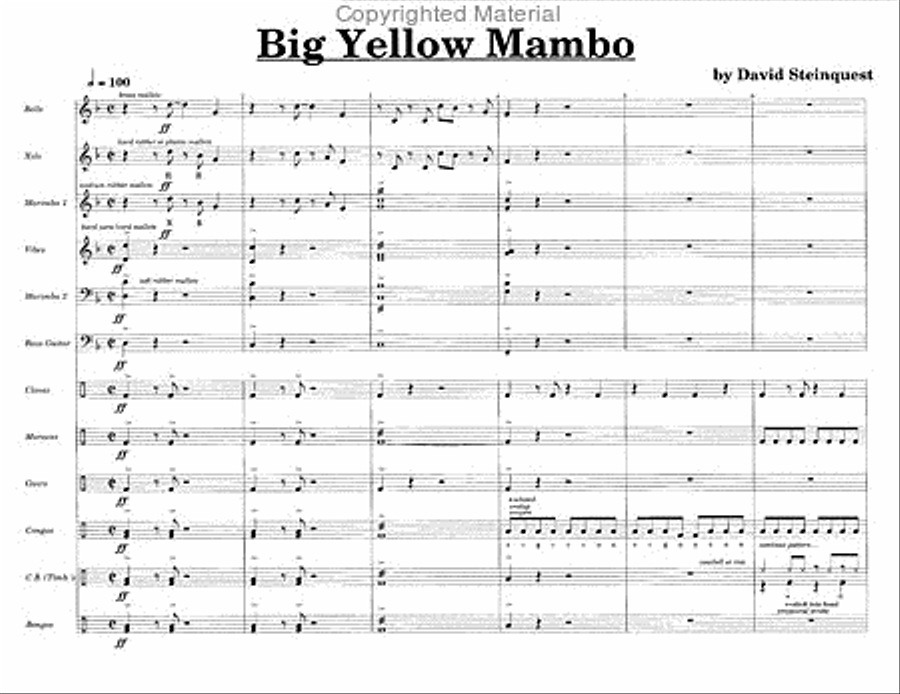 Big Yellow Mambo Percussion Ensemble scores gallery preview page 2