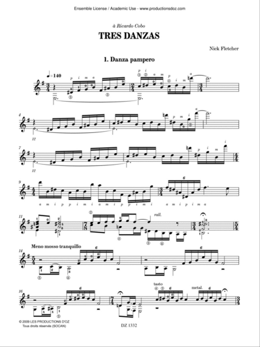 Tres Danzas Classical Guitar scores gallery preview page 3