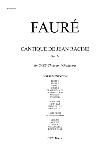 Cantique de Jean Racine (for SATB Choir and Orchestra) image number null