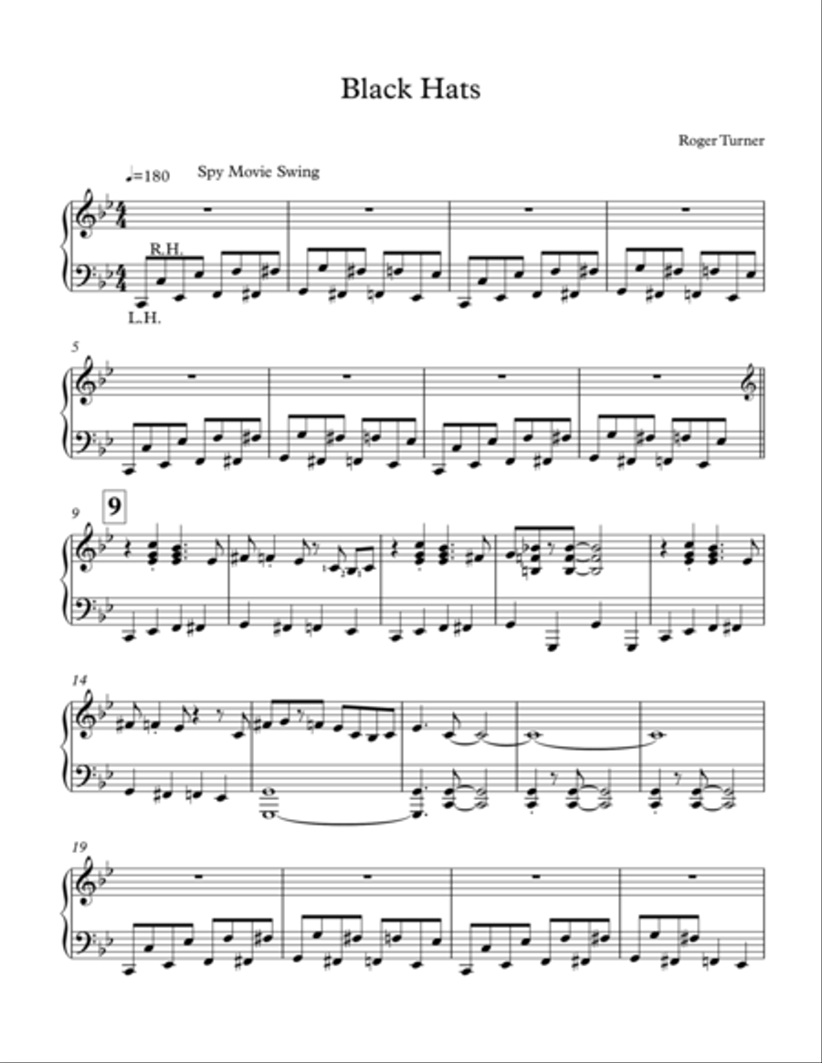 Black Hats Piano Solo scores gallery preview page 1