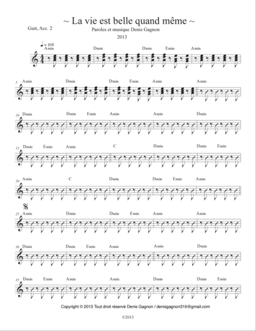 La vie est belle quand même Electric Guitar scores gallery preview page 5