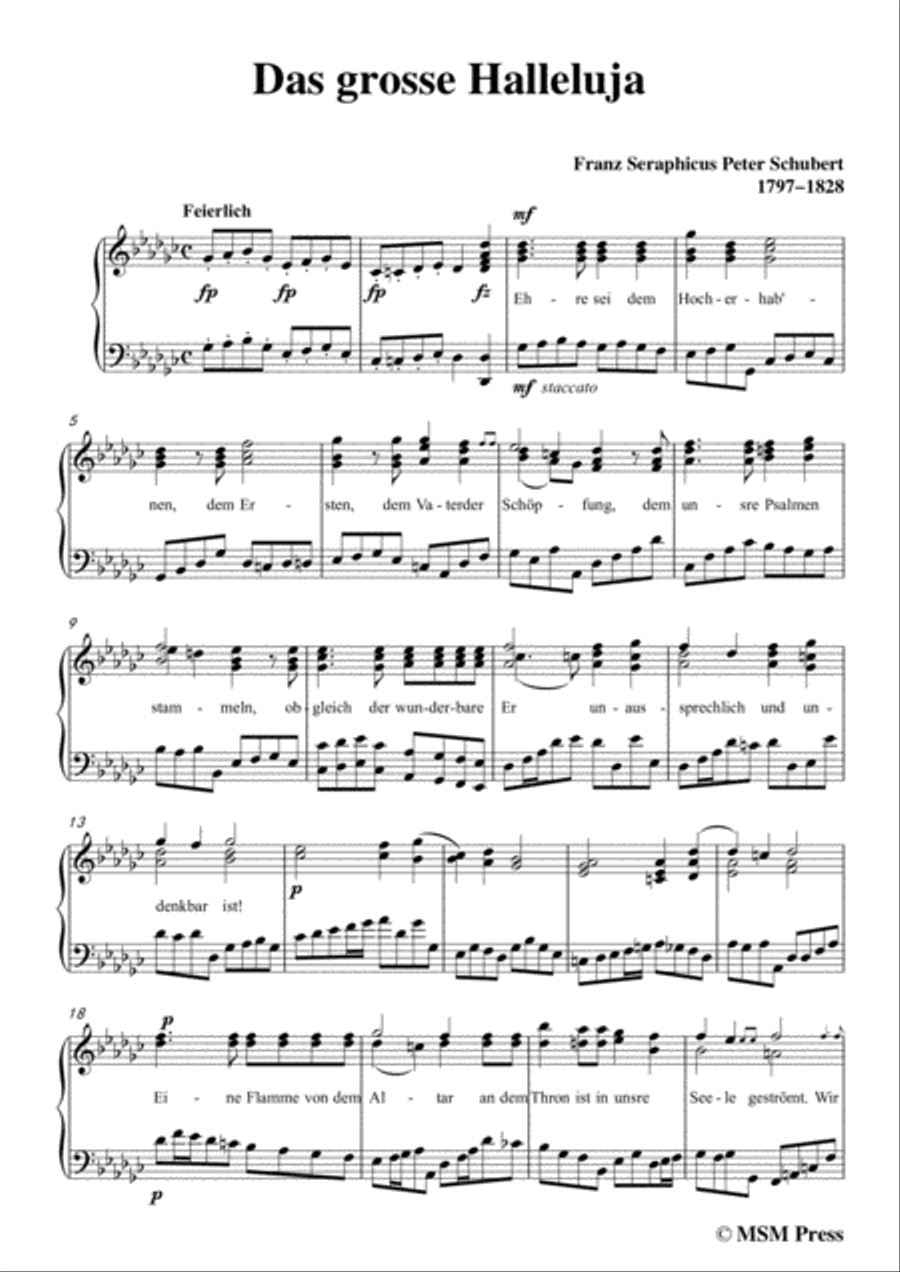 Schubert-Das Grosse Halleluja,in G flat Major,for Voice and Piano Voice Solo scores gallery preview page 3