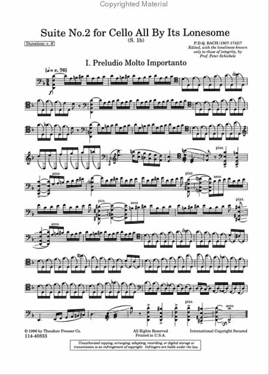 Suite No. 2 for Cello All By Its Lonesome Chamber Music scores gallery preview page 2