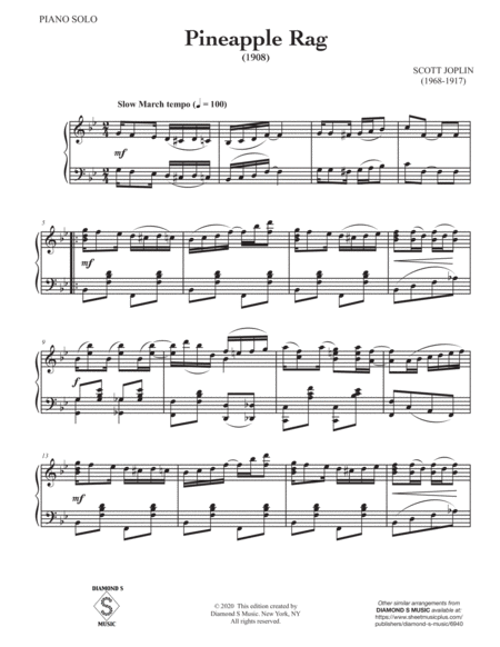 Pineapple Rag (A Ragtime Two-Step) - Scott Joplin - Piano Solo image number null
