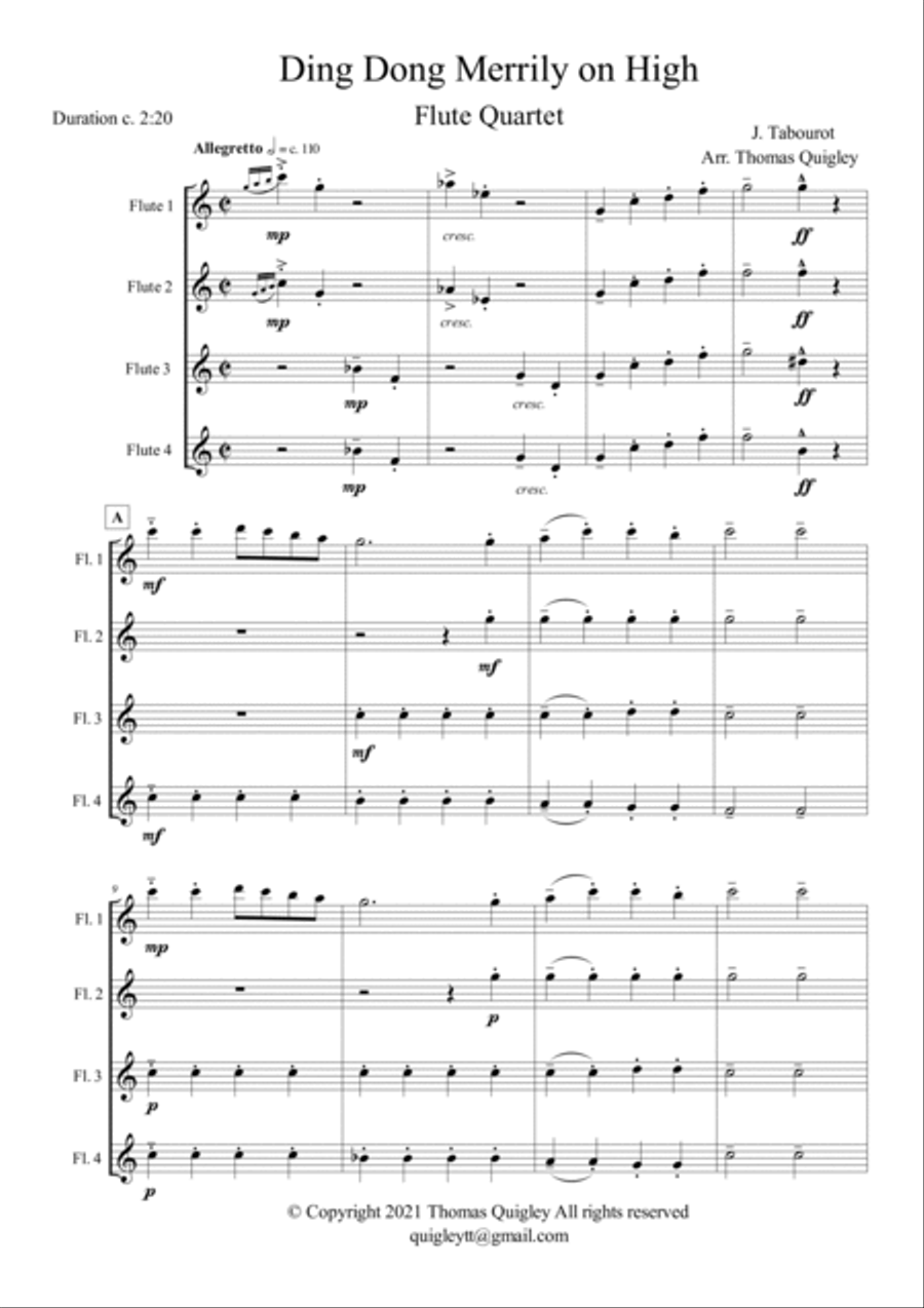 Ding Dong Merrily on High Woodwind Quartet scores gallery preview page 2