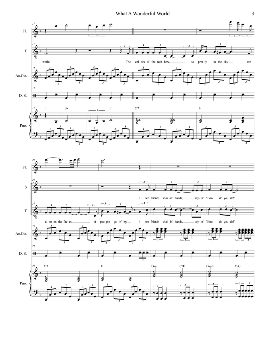 What A Wonderful World Tenor Voice scores gallery preview page 3