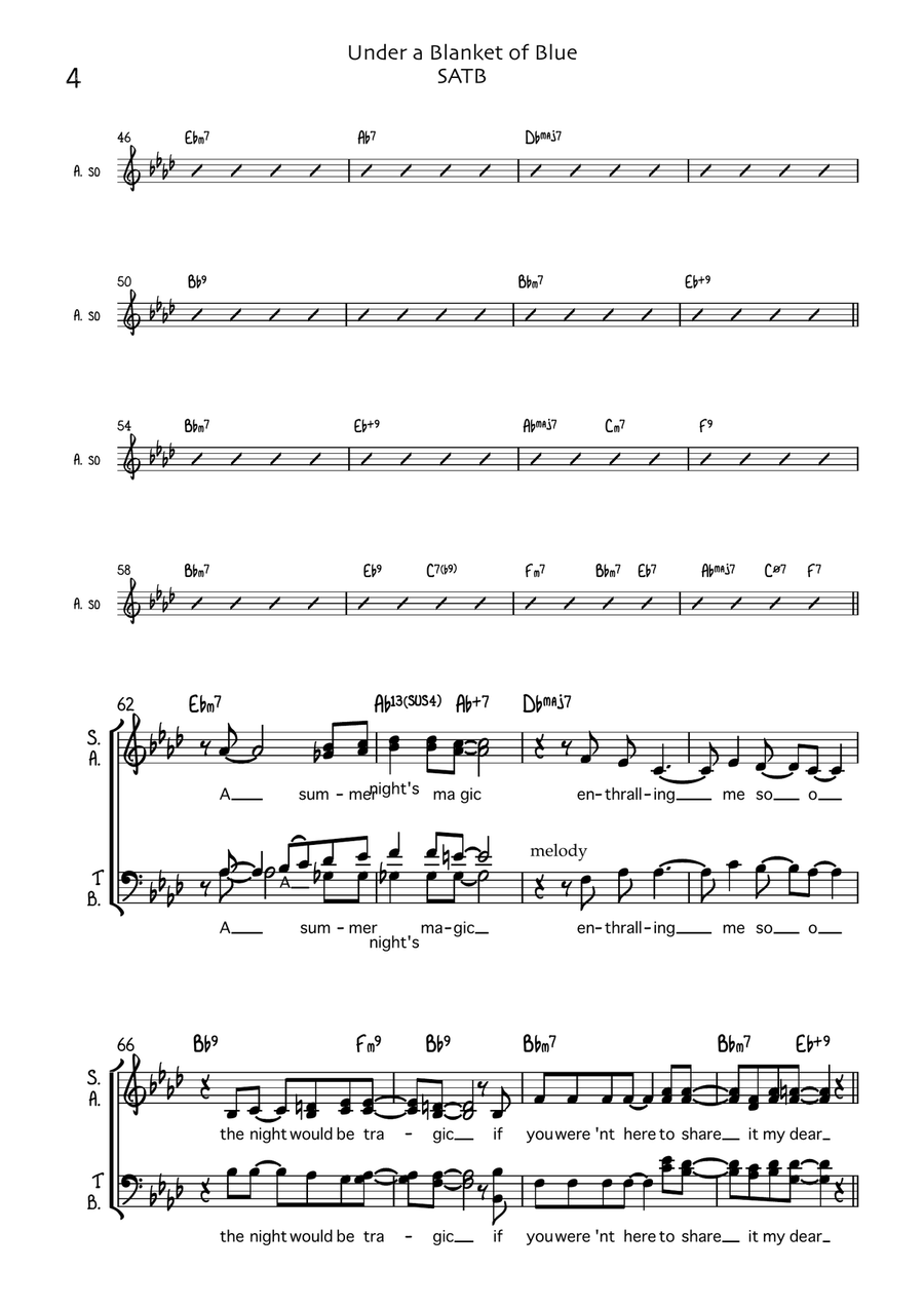 Under A Blanket Of Blue Under A Blanket Of Blue 4-Part scores gallery preview page 4