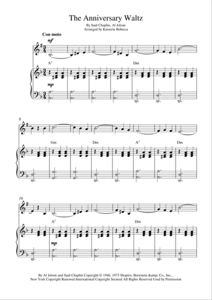 The Anniversary Waltz The Anniversary Waltz Clarinet Solo scores gallery preview page 1