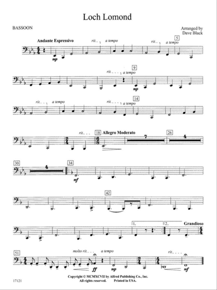 Loch Lomond: Bassoon Concert Band scores gallery preview page 1